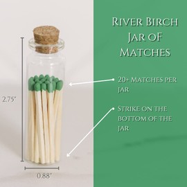 River Birch Decorative Matches in a Bottle with Striker - Cute & Colored Matches - 3 Bottles, Emerald Green Tip, 60 Matches