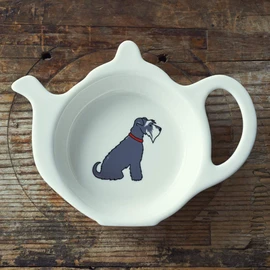 Sweet William Teabag Dish, Teapot Shape, Schnauzer Grey