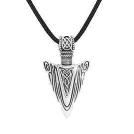 CRWENG Arrowhead Necklace for Men 925 Sterling Silver Viking Pendant Chains Celtic Knot Chain for Women Nordic Viking Jewellery for Men and Women, Sterling Silver, No Gemstone