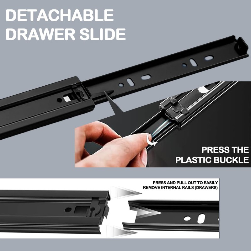 Prmape 2 x drawer runners, 100 mm, drawer pull-out rails,