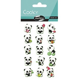 Maildor - Ref CY016O - Cooky Stickers (Single Sheet) - 7.5 x 12cm - Pandas Designs - Approximately 15 Stickers, 3D Stickers, Suitable for Children Aged 3+