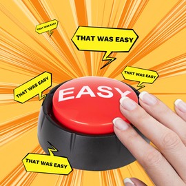 REFARICO Easy Button for Quiz Competition and Family, Funny Button with Sound Effects, Button Desk Accessories, Gag Gifts for Man and Women - Easy