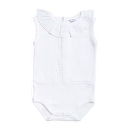 BABIDU Body Neonato Senza Maniche 100% Cotone, Body Neonato in Tessuto Bambula con Collo a Volant, Morbido Traspirante e Ipoallergenico per Pelli Sensibili, Abbigliamento Unisex per Neonato e Bambina