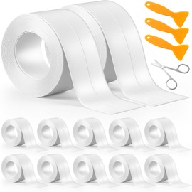 Maitys White Caulk Tape Waterproof Self Adhesive 12 Roll White Caulking Sealant Strips Bathroom Shower Tapes for Toilet Kitchen Countertop Corners Surfaces Sink Bathtub Floor Wall Edge (1.5" x 10.5ft)