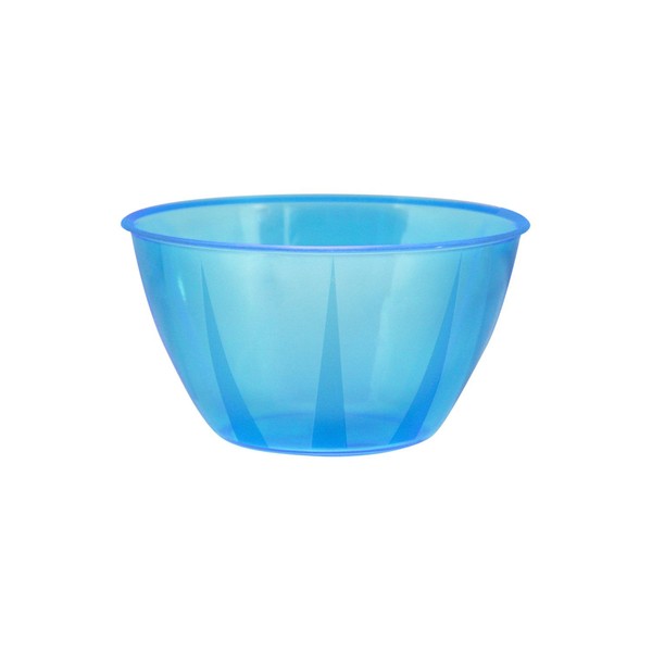 Party Essentials N566195 Disposable Heavy Duty Brights Plastic Small Bowl, 24-Ounce Capacity, Neon Blue(Case of 24)