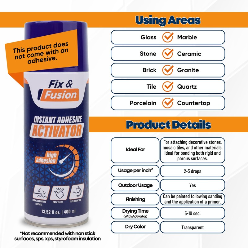 FIX & FUSION Activator Spray (13.5 Fl Oz), Instant Cure
