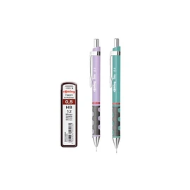 rOtring Tikky Pastel Mechanical Pencils with High Polymer Refills HB 0.5mm Orchid Flower Sea Blue (Pack of 2)