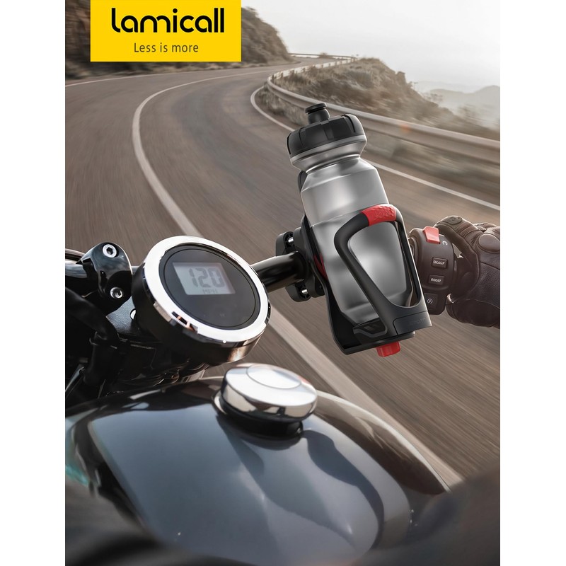 Lamicall Adjustable Bike Water Bottle Holder – [Hidden Tracker Storage]