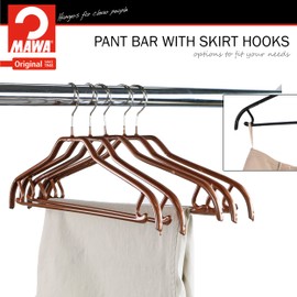 MAWA by Reston Lloyd Silhouette Series Non-Slip Space Saving Clothes Hanger with Bar & Hook for Pants and Skirts, Style 41/FRS, Set of 5, Copper