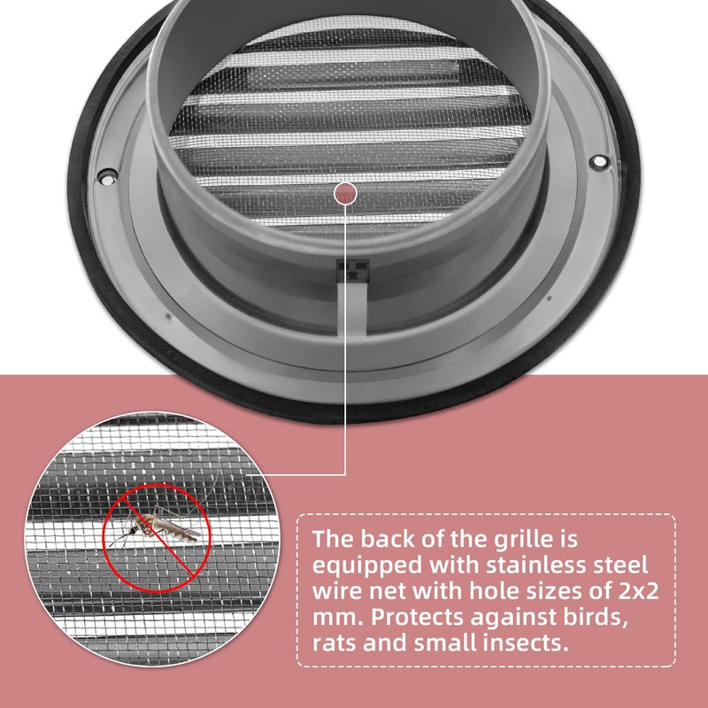 WeCooper 304 Stainless Steel Air Vent 150mm, Round Bull Nosed