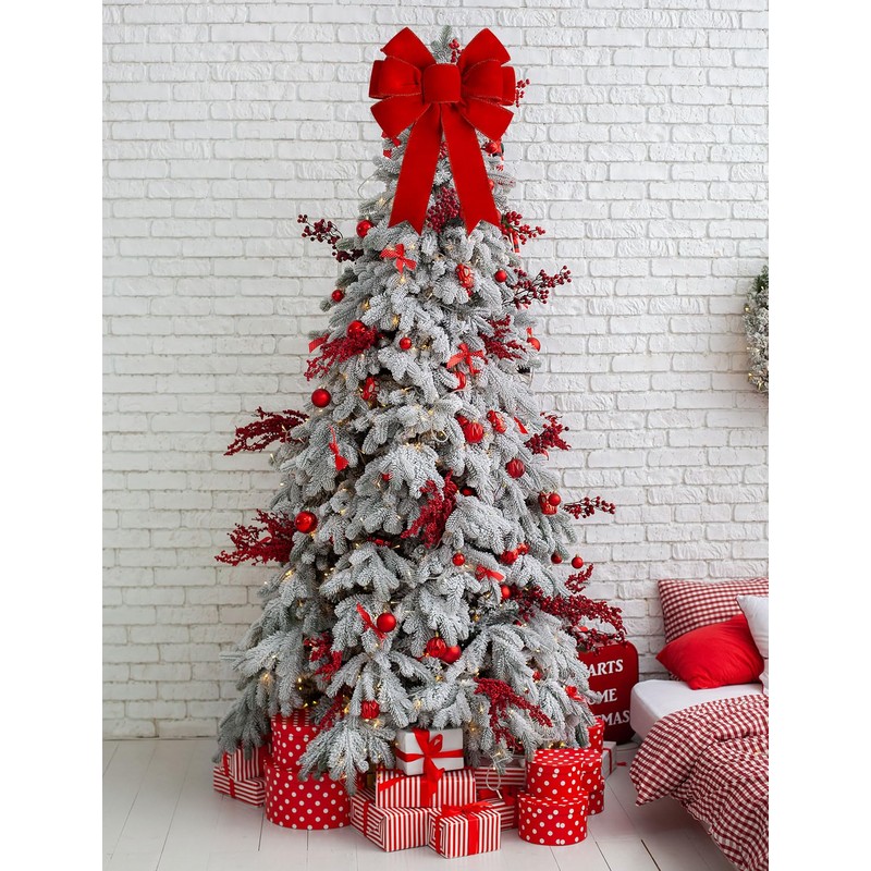 Satenwie Red Christmas Bows Large Velvet Bow for Wreaths, Tree,