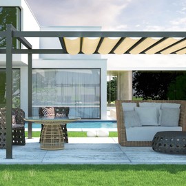 E&K Sunrise 12' x 19' Sun Shade Sail Straight Edge Rectangle Canopy Shade Cover with D-Ring Grommets UV Block for Outdoor Pergola Backyard Garden Patio Deck (Sand)