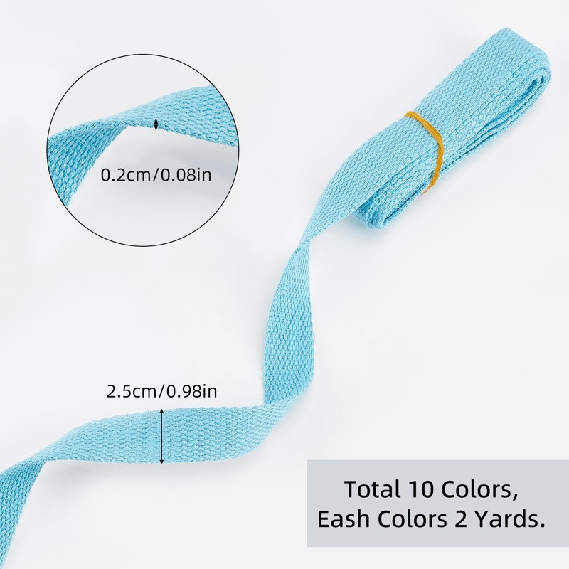 letsinstyle 10 Rolls Heavy Cotton Webbing, 3/4 inch 20 Yard