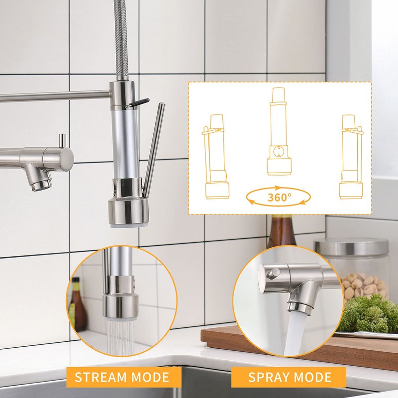 Commercial Kitchen Faucet AIMADI,Kitchen Faucets with Pull Down Sprayer Brushed