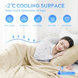 CHOSHOME Cooling Comforter King Size, Cooling Blanket with Q-Max 0.45 Arc-Chill Cooling Fiber for Hot Sleeper and Night Sweats, Cool Soft Thin Breathable Summer Comforter for Bed, (90" x 108", Beige)