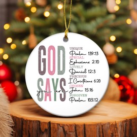 Christian Christmas Ornaments, Nativity Christmas Ornaments, Inspirational Ornament, Scripture Ornaments, Holy Family Ornament, Religious Gifts, Bible Verse Ornament(God Says)