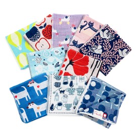Individually Wrapped, Imabari Towel Handkerchief 10-Piece Set, 3-Ply Gauze, Bulk Purchase, Small Gift, Retirement Gift (Assorted 10-Piece Set)