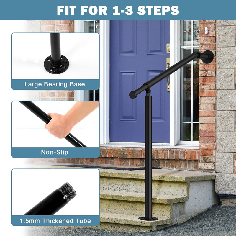 Hand Rails for Outdoor Steps,Metal Deck Railing Kit Fits 1