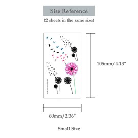 Oottati 2 Sheets Tiny Small Temporary Tattoos For Women Men Finger Hands Neck Wrist Face, Cute Long Lasting Cartoon Fake Tattoo Stickers For Kids Boys Girls Dandelion Bird Totem