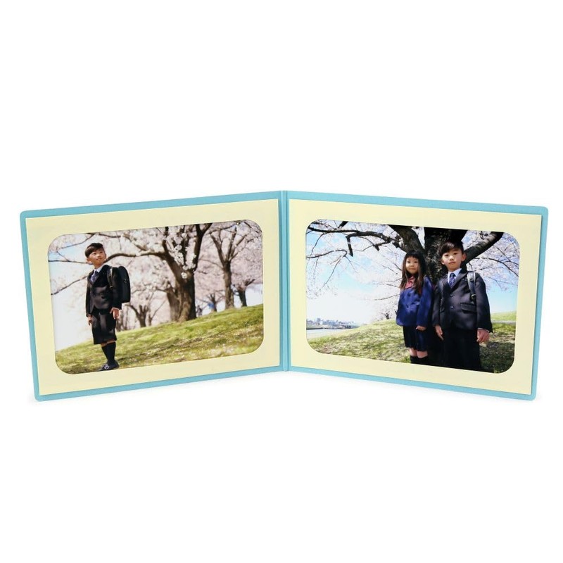 山田屋台紙店 写真台紙 ペーパーフォトフレーム ポケット台紙 『Photograph/カメラ』 2Lサイズ 2面ヨコ (ブルー)