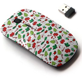2.4G Wireless Mouse with Cute Pattern Design for All Laptops and Desktops with Nano Receiver - Cartoon Christmas Stockings