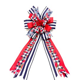 4th of July Decor, Watermelon Patriotic Wreath Bow, Red, White, Blue Wreath Accent, USA Lantern Bow, Independence Day Wreath Bow, Patriotic Decoration, Stars and Stripes Tree Topper.