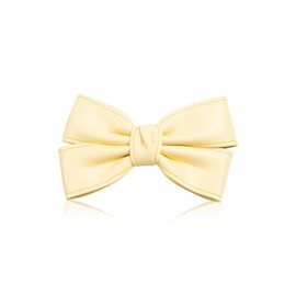 Hair Clip for Women and Girls - Cute Bow Girl's Hair Accessories Pin Ponytail Holder, Hairpin Gift (Bow Hair Clip -Faux Leather Yellow)