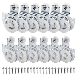 Nagpew 12 Pieces Closet Door Roller, Sliding Wardrobe Door Wheel with 24 Pack Screws, Adjustable Door Hooks Hardware Kit for Allow Wardrobe Cabinet Door Slide Smoothly and Quietly