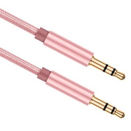 Jack to Jack 3.5mm Premium Auxiliary Nylon Male to Male Audio Cable, Headphone Aux Cable Audio Stereo lead, Compatible with Microphone Headset Earphone Speaker Phone Laptop PC TV Car Mp3. (Pink)