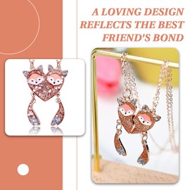 XUZOPIM 1 Pair Friendship Necklaces, Golden Fox Pattern Friendship Necklaces For 2 Girls, Best Friend Birthday Gift