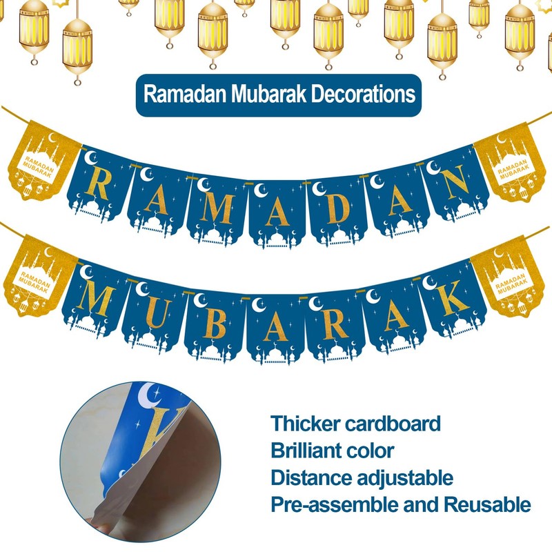 Ramadan Banner Decorations, Ramadan Mubarak Decorations for Home Ramadan Mubarak