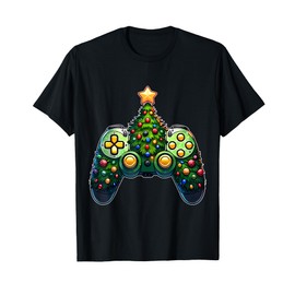 Christmas Video Gaming Shirts For Gamer, Men, Boys, Kids T-Shirt, black