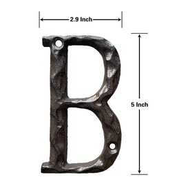 BetLight House Letters-5 Inch High Rustic Metal Iron Address Numbers & Letter, Letter B