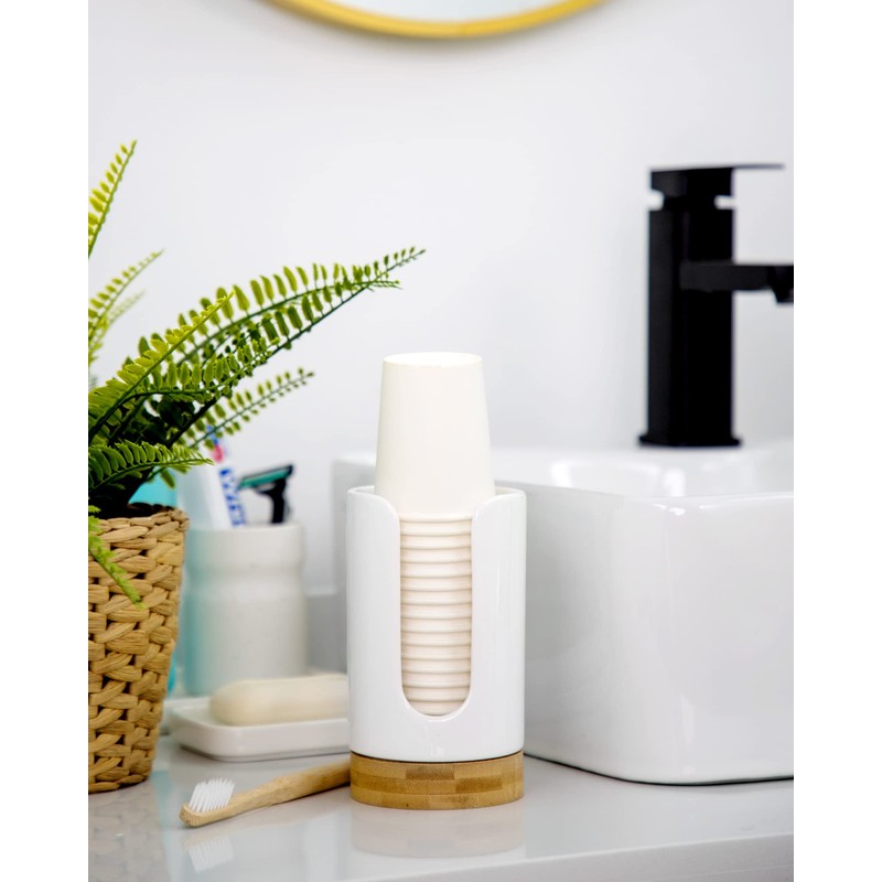 Viosuniu Ceramic Bathroom Cups Dispenser - 3-5 oz Disposable Paper