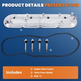 KUIPERAUTO Engine Valve Covers Driver Side Compatible for 1999-2009 Escalade Chevy Silverado Suburban Tahoe GMC Sierra Yukon 264-965 12570427