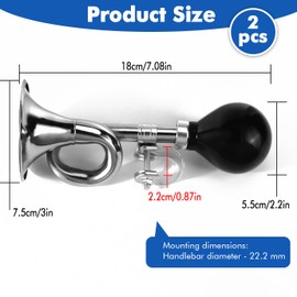 Chrome-plated ball horn, 2 pieces, bicycle bell, bicycle bell, metal clown horn for normal bikes, mountain bikes, golf carts