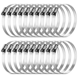 GBACHOOSE 20 Pcs Metal Hose Clips Hose Clamps, 91-114mm Adjustable Ducting Clamps, 304 Stainless Steel Worm Gear Pipe Clip for Securing Hoses and Pipes Tube