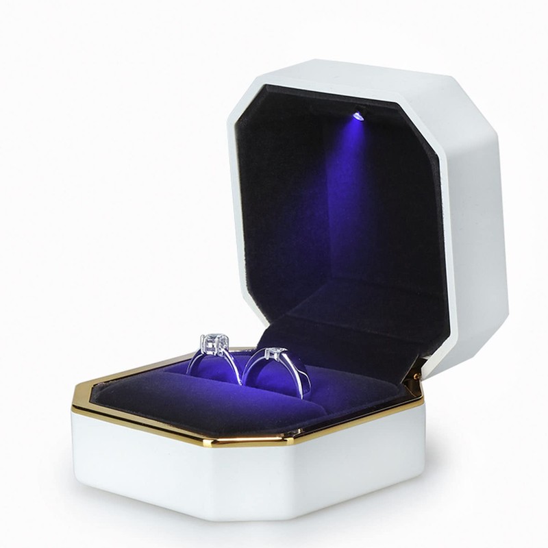 AVESON Luxury Ring Box, Square Velvet Ring Holder Case Jewellery