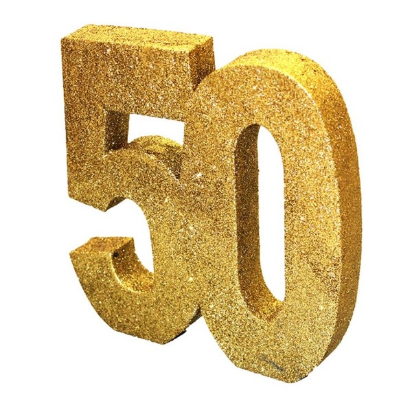 Generique - H104 Gold Glitter Number 50 Table Decoration-1 Pc