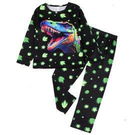 XJUERAA Boys Girls Pyjamas Sets Kids Pjs Dinosaur Digger Unicorn Print Nightwear Toddler Polyester Long Sleeve Unisex Crewneck 2 Piece Sleepwear Winter Clothes Age 2-8 Years