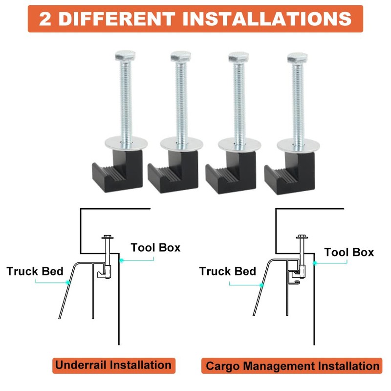 PETCHOR Truck Tool Box Mounting Kit, Aluminum Alloy J Hook