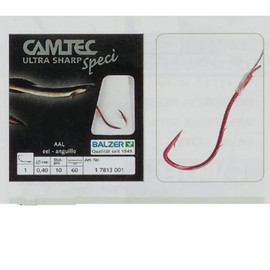Balzer Camtec Eel Hooks 60 cm Red - 10 Tied Fishing Hooks, Hook Size/Line Diameter: Size 4/0.30 mm
