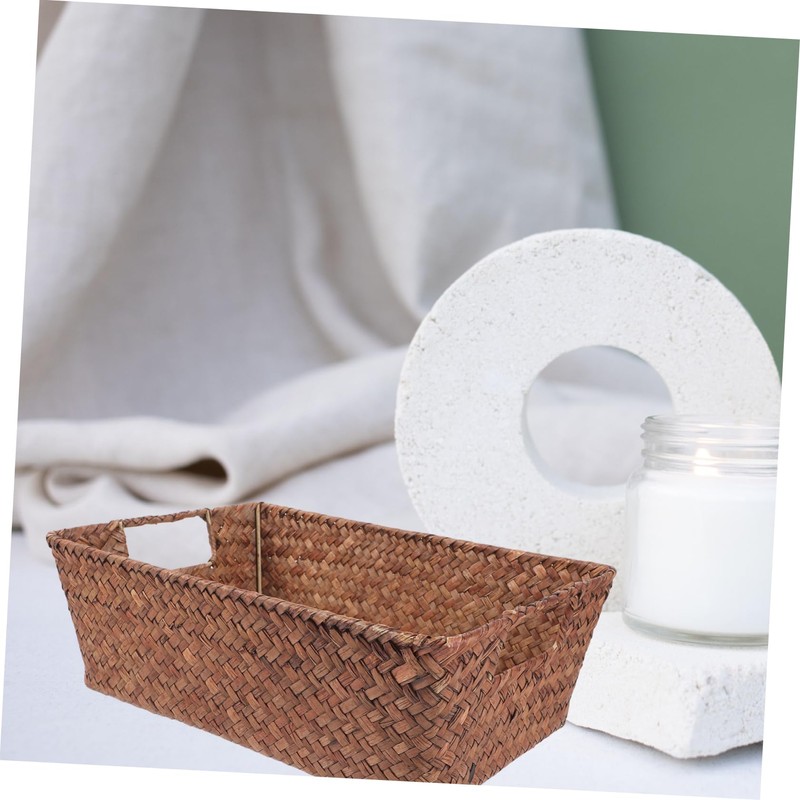 NOLITOY Handwoven Seagrass Storage Basket for Home Organization Rectangular Shape