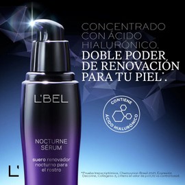 L'BEL Set Nocturne, Srum 30 ml Hidratante 50 ml Bolsa Regalo, Rutina de Cuidado Facial, Skincare, para Todas Edades, Rosto Saludable y Descansado, Potencia Renovacin Nocturna de Piel