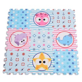 Cangaroo Sea World 9 Pieces Foam Rubber Puzzle Mat, Contributes to Motor Skills by Your Little One Assembles the Pieces into a Cube, Multicoloured