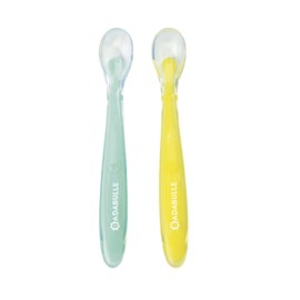 Badabulle B005413 Silikonlöffel, extraweiche Babylöffel, ideal für die Beikost, 2er Set, mehrfarbig
