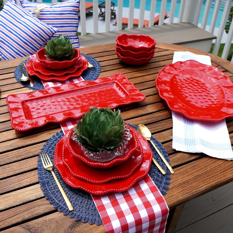 Certified International Perlette Red 8.5" Melamine All Purpose Bowls, Set