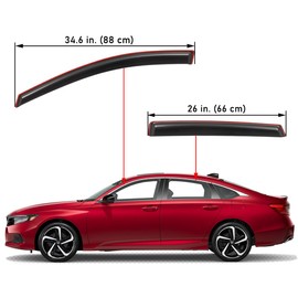 Lightronic Extra Durable Clip-on in-Channel Auto Vent Window Visor, Fits 2018-2022 Honda Accord Sedan, UV Protection Rain Guard, Original Wind Deflector, No-Drill Easy Install, Dark Smoke, 4-Pcs