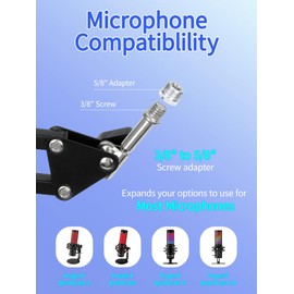 YOUSHARES Mic Boom Arm Stand - Boom Arm for HyperX QuadCast 2, QuadCast 2S, QuadCast, QuadCast S, Yeti, AM8, SM7B Gaming Mic and Most Microphones using 3/8" to 5/8" Adapter with QuadCast 2 Windscreen