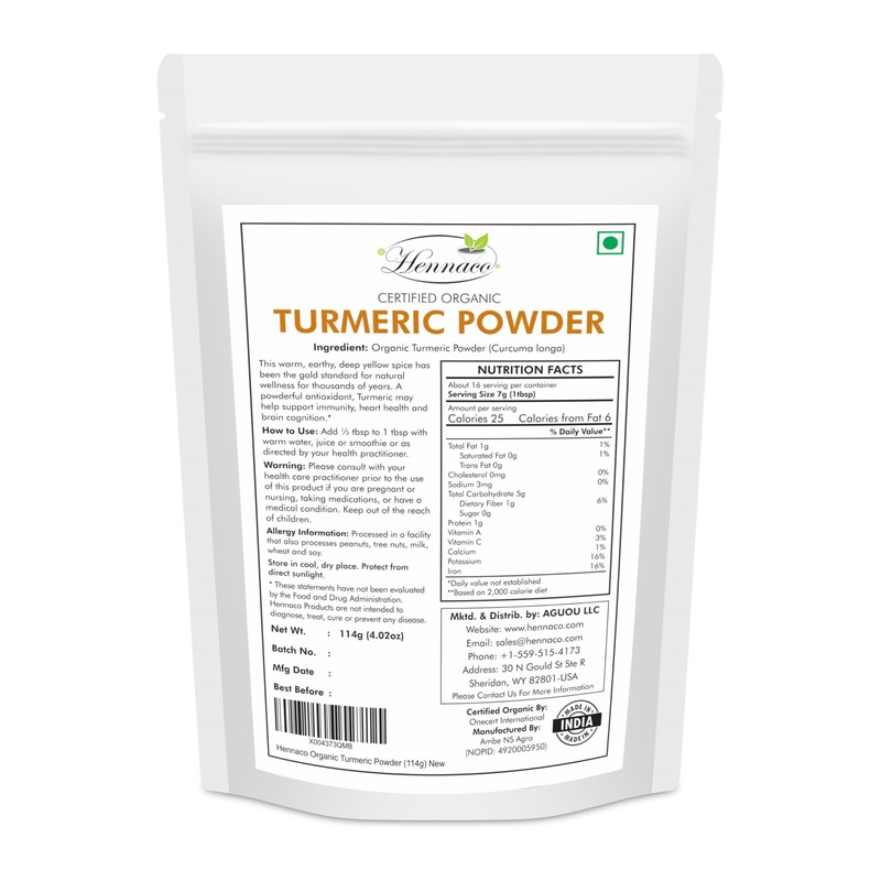 hennaco Organic Wild Turmeric Powder | Turmeric Curcumin Powder |
